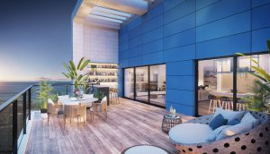 Visualisation des balcons de la tour donnant sur le Park Hayam et la mer